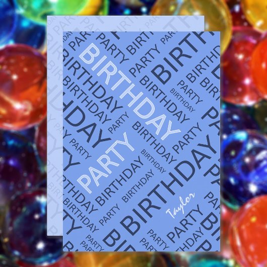 Persoonlijke naam Birthday party nodigblue Kaart