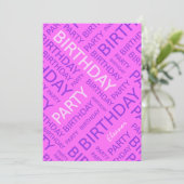 Persoonlijke naam Birthday party nodigroze Kaart (Staand voorkant)