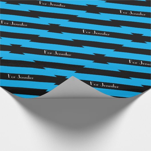 Persoonlijke naam Blauw en Zwart Cadeaupapier (Hoek)