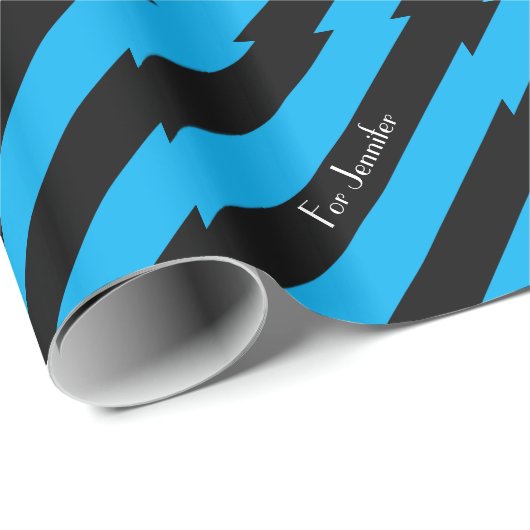 Persoonlijke naam Blauw en Zwart Cadeaupapier (Rol Hoek)