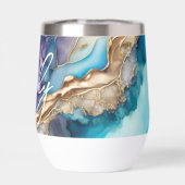 Persoonlijke naam blauw goud marmer cadeau (Achterkant)