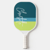 Persoonlijke naam blauw groen wit pickleball paddle (Voorkant)