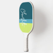 Persoonlijke naam blauw groen wit pickleball paddle (Links)