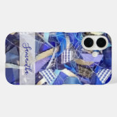 Persoonlijke naam blauw wit lila abstracte streep Case-Mate iPhone case (Achterkant (horizontaal))