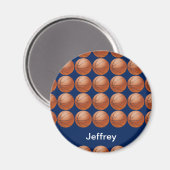 Persoonlijke naam Blauwe achtergrond Basketball Magneet (Voorkant / Achterkant)