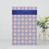 Persoonlijke naam blauwe basketballen briefpapier (Staand voorkant)