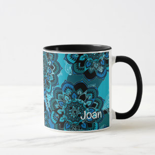 Persoonlijke naam Blauwe Boho Paisley Black in Mu Mok