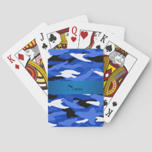 Persoonlijke naam blauwe camouflage pokerkaarten