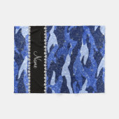 Persoonlijke naam blauwe glitter camouflage fleece deken (Voorkant (Horizontaal))