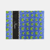 Persoonlijke naam blauwe glitterkikkers fleece deken (Voorkant (Horizontaal))