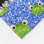 Persoonlijke naam blauwe glitterkikkers fleece deken (Hoek)