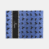 Persoonlijke naam blauwe glitterpaarden fleece deken (Voorkant (Horizontaal))