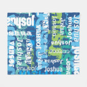 Persoonlijke naam Blauwe Groene Subway Art Fleece Deken (Voorkant (Horizontaal))