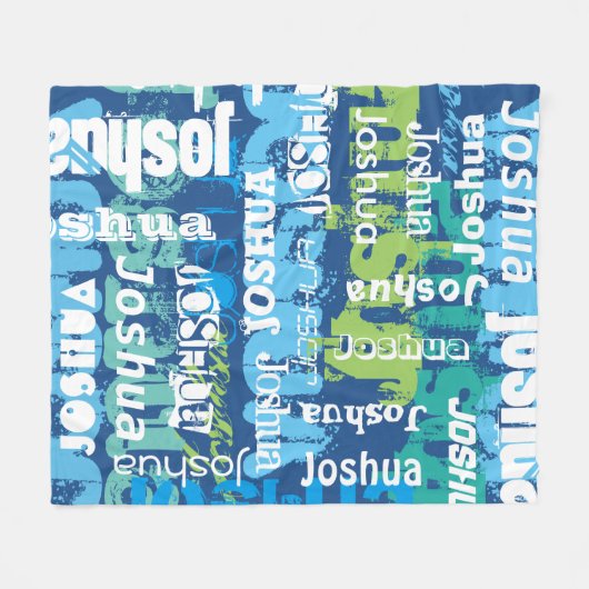 Persoonlijke naam Blauwe Groene Subway Art Fleece Deken (Voorkant (Horizontaal))