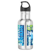 Persoonlijke naam Blauwe Groene Subway Art Waterfles (Achterkant)