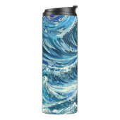 Persoonlijke naam Blauwe Oceaangolven Thermosbeker (Gedraaid links)