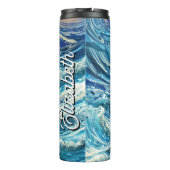 Persoonlijke naam Blauwe Oceaangolven Thermosbeker (Achterkant)