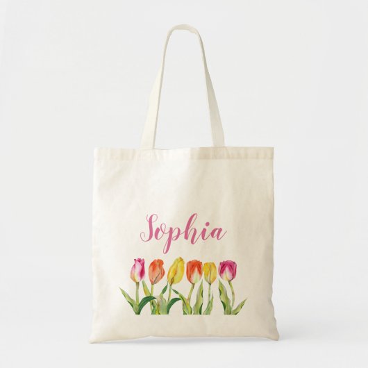 Persoonlijke naam bloem tote bag (Voorkant)