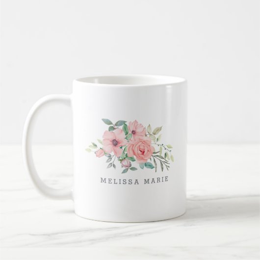 Persoonlijke naam bloemenschildering mok (Links)