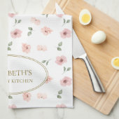 Persoonlijke naam bloempatroon theedoek (Quarter Fold)