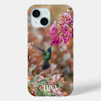 Persoonlijke naam bloemrijke vogels telefoonhoes  iPhone 15 case