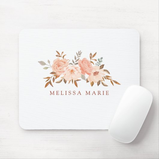 Persoonlijke naam blush herfst bloemschildering in muismat (Met muis)