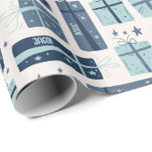 Persoonlijke naam Boho Cadeaus Pattern Kerstmis Cadeaupapier (Rol Hoek)