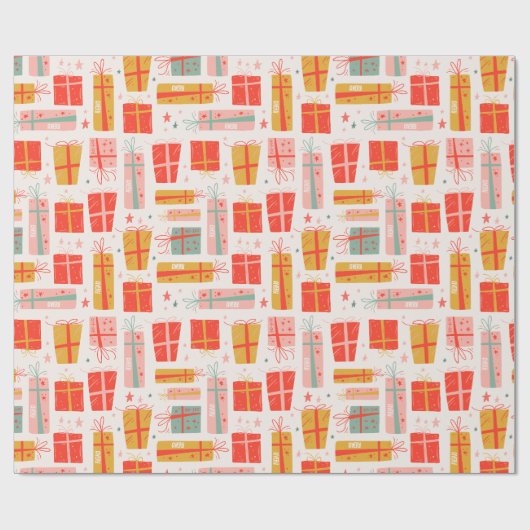 Persoonlijke naam Boho Cadeaus Pattern Kerstmis Cadeaupapier (Vlak)