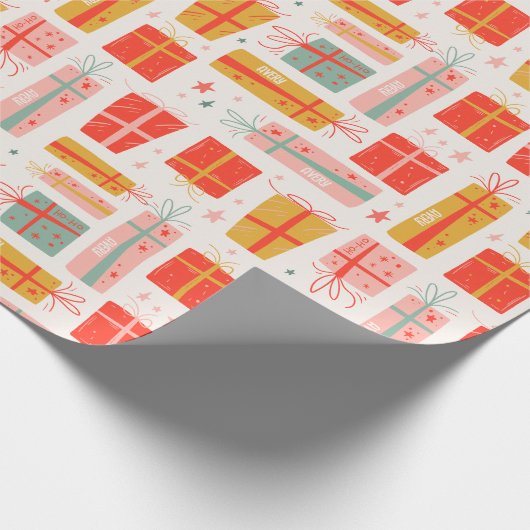 Persoonlijke naam Boho Cadeaus Pattern Kerstmis Cadeaupapier (Hoek)