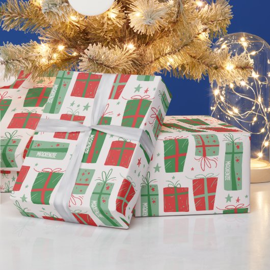 Persoonlijke naam Boho Cadeaus Pattern Kerstmis Cadeaupapier (Feestdagen)