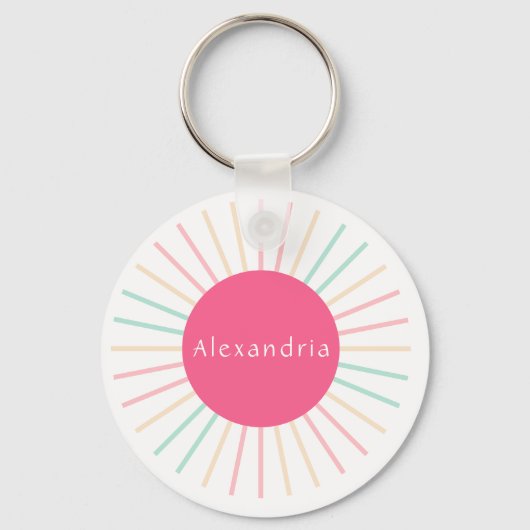 Persoonlijke naam Boho Pink Sleutelhanger (Voorkant)