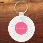Persoonlijke naam Boho Pink Sleutelhanger (Voorkant)