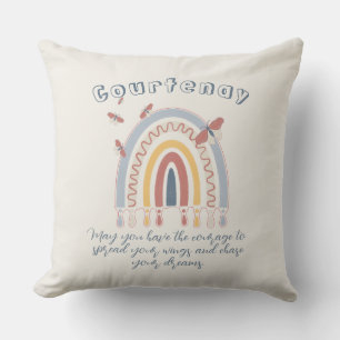 Persoonlijke naam Boho Rainbow Butterfly Kussen