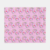 Persoonlijke naam Boho Unicorns Flowers Harde roze Fleece Deken (Voorkant (Horizontaal))