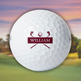 Persoonlijke naam bordeauxrood clubs golfballen