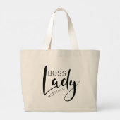 Persoonlijke naam Boss Lady Logo Grote Tote Bag (Achterkant)