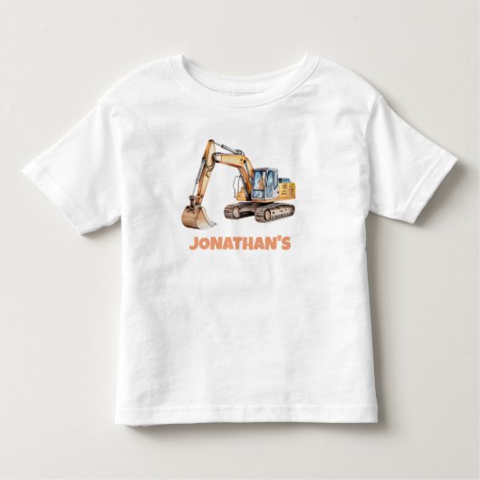 Persoonlijke Naam Bouwmachine Graafmachine Kinder Shirts (Voorkant)