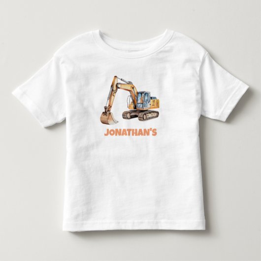 Persoonlijke Naam Bouwvoertuig Graafmachine   Kinder Shirts (Voorkant)