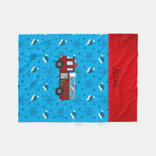 Persoonlijke naam brandweerwagen blauwe santa haat fleece deken (Voorkant (Horizontaal))