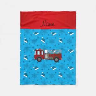 Persoonlijke naam brandweerwagen blauwe santa haat fleece deken