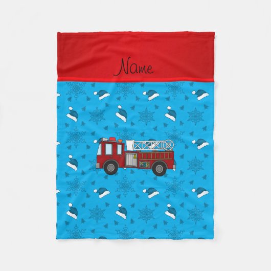 Persoonlijke naam brandweerwagen blauwe santa haat fleece deken (Voorkant)