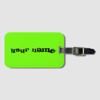 Persoonlijke naam Bright Fluorescent Neon Green Bagagelabel