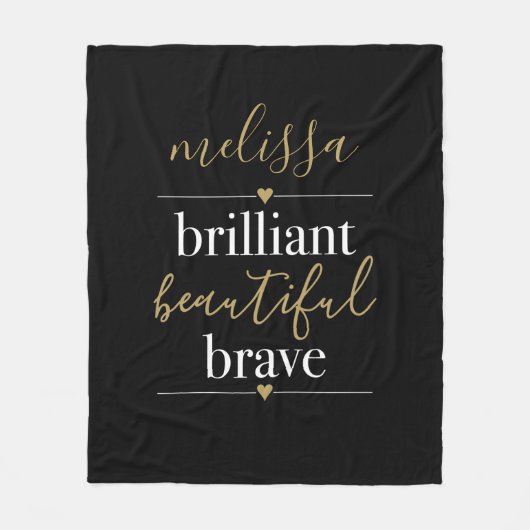 Persoonlijke naam Briljant mooi dapper Fleece Deken (Voorkant)