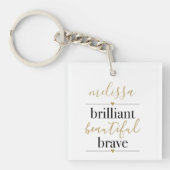 Persoonlijke naam Briljant mooi dapper Sleutelhanger (voorkant)
