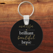 Persoonlijke naam Briljant Mooi Moedig Sleutelhanger (Voorkant)