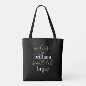 Persoonlijke naam Briljant Mooi Moedig Tote Bag (Achterkant)