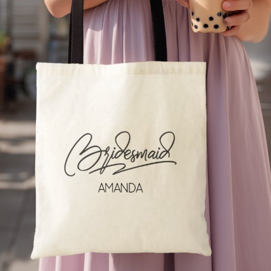 Persoonlijke naam bruidsmeisje tote bag