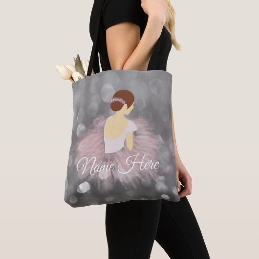 Persoonlijke naam Brunette Ballerina Dancer Tote Bag (Dichtbij)