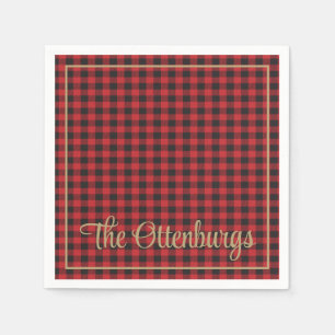 Persoonlijke naam Buffalo Pset Red Rustic Party Servet