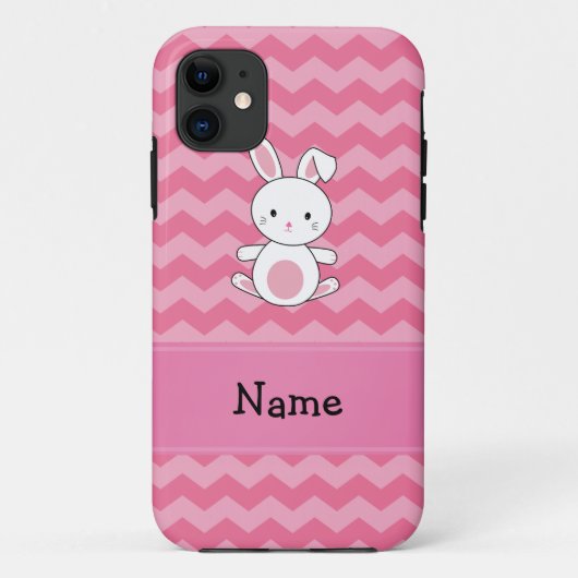 Persoonlijke naam bunny roze chevrons Case-Mate iPhone case (Achterkant)